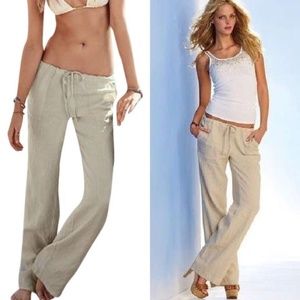 Victoria's Secret Linen Drawstring Beach Pants - Long